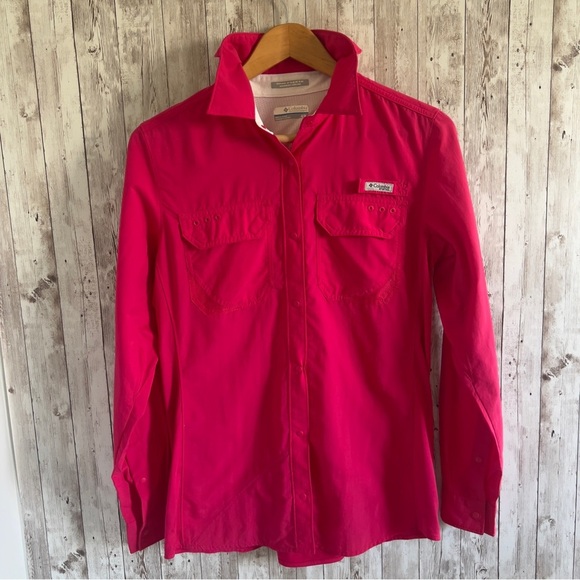 Columbia Pink Omni-Freeze Shirt PFG Fishing Button Down Medium - Picture 1 of 7
